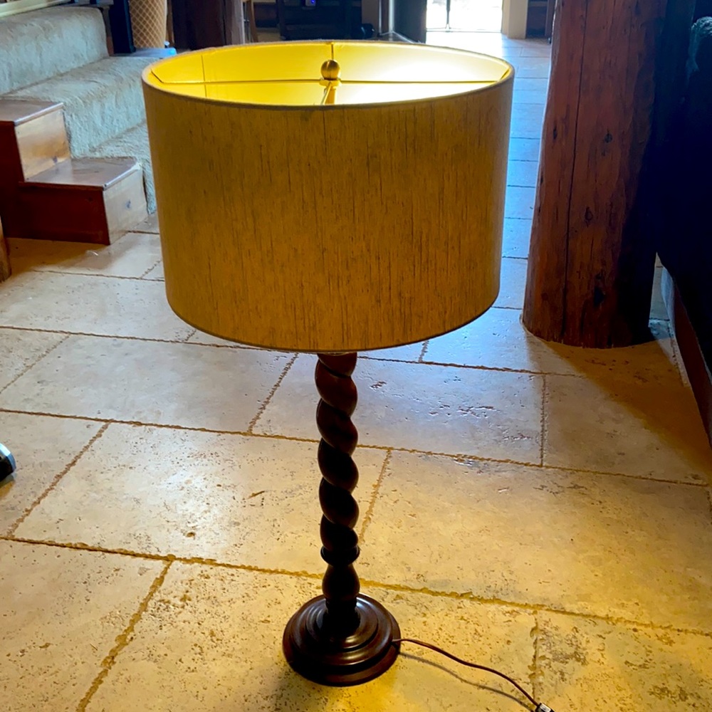 Nancy Corzine Twist Candlestick lamp w/linen shade